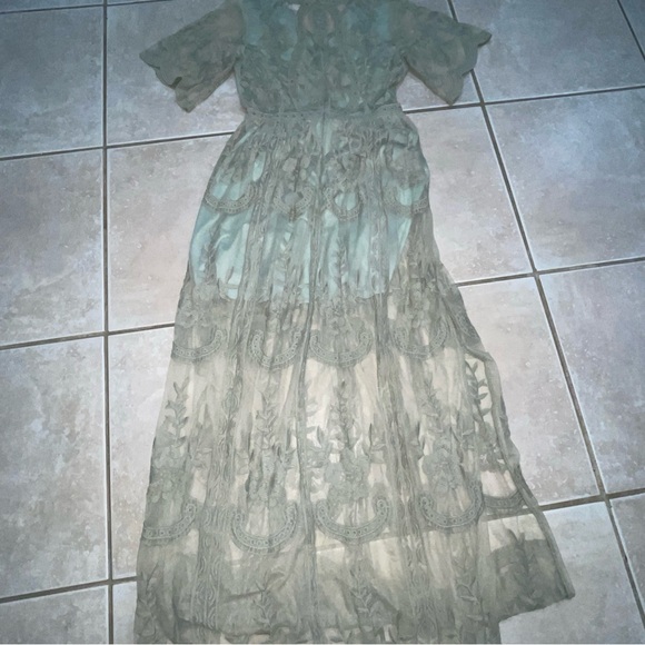 Altar’d State floral green sheer maxi dress Sz M - Picture 7 of 13